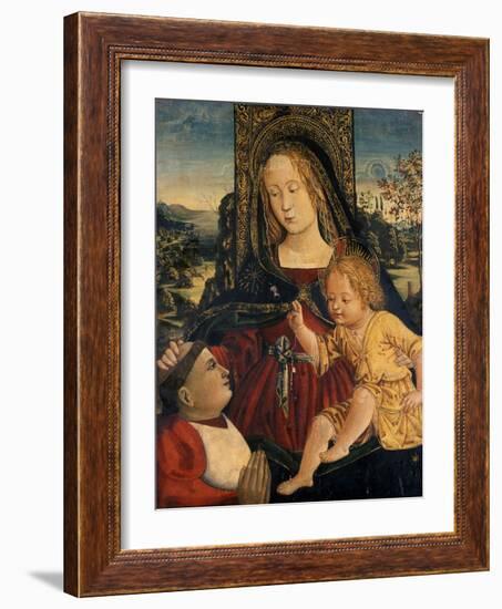 Madonna and Child with a Cardinal as a Benefactor, C.1500-Bernardino di Betto Pinturicchio-Framed Giclee Print