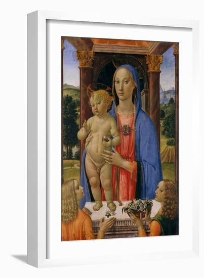 Madonna and Child with Angels, c.1480-2-Cosimo Rosselli-Framed Giclee Print