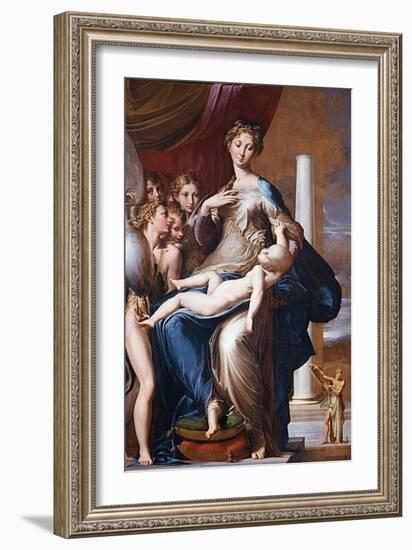 Madonna and Child with Angels (Madonna with the Long Nec), Between 1534 Und 1540-Parmigianino-Framed Giclee Print
