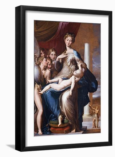 Madonna and Child with Angels (Madonna with the Long Nec), Between 1534 Und 1540-Parmigianino-Framed Giclee Print