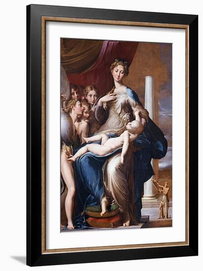 Madonna and Child with Angels (Madonna with the Long Nec), Between 1534 Und 1540-Parmigianino-Framed Giclee Print