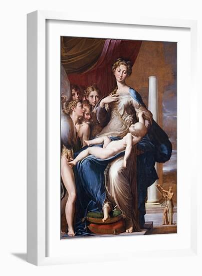 Madonna and Child with Angels (Madonna with the Long Nec), Between 1534 Und 1540-Parmigianino-Framed Giclee Print