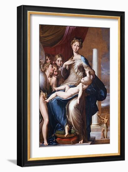 Madonna and Child with Angels (Madonna with the Long Nec), Between 1534 Und 1540-Parmigianino-Framed Giclee Print