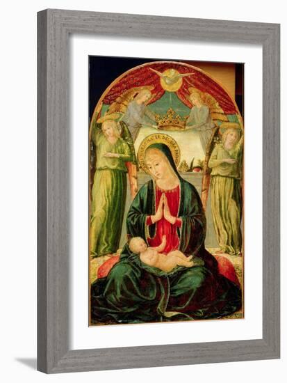 Madonna and Child with Angels (Oil on Panel)-Benozzo di Lese di Sandro Gozzoli-Framed Giclee Print