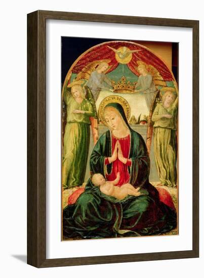 Madonna and Child with Angels (Oil on Panel)-Benozzo di Lese di Sandro Gozzoli-Framed Giclee Print