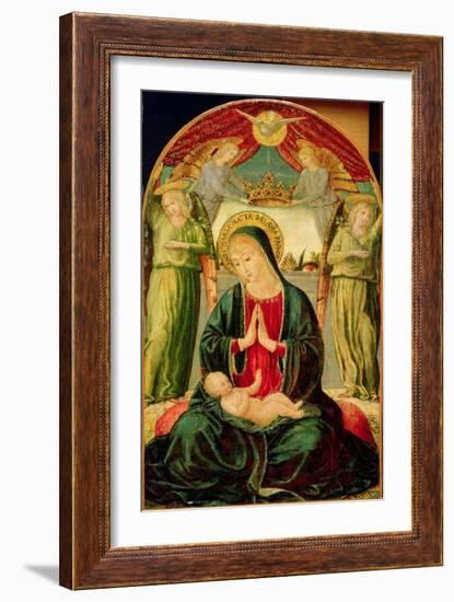 Madonna and Child with Angels (Oil on Panel)-Benozzo di Lese di Sandro Gozzoli-Framed Giclee Print