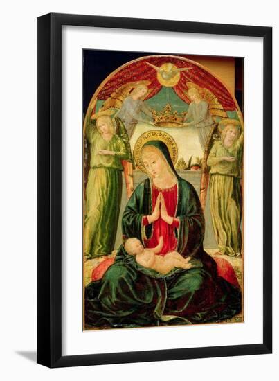 Madonna and Child with Angels (Oil on Panel)-Benozzo di Lese di Sandro Gozzoli-Framed Giclee Print