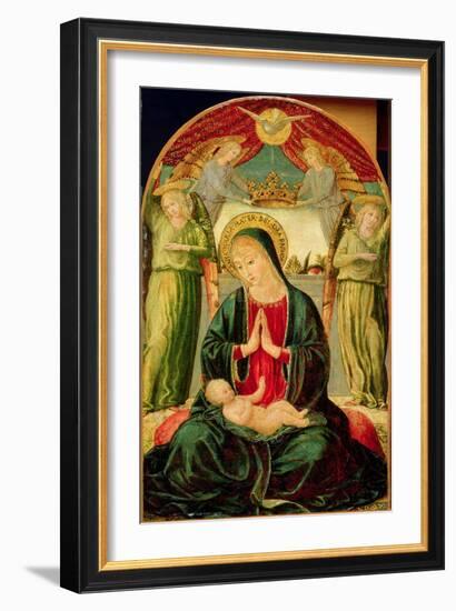 Madonna and Child with Angels (Oil on Panel)-Benozzo di Lese di Sandro Gozzoli-Framed Giclee Print