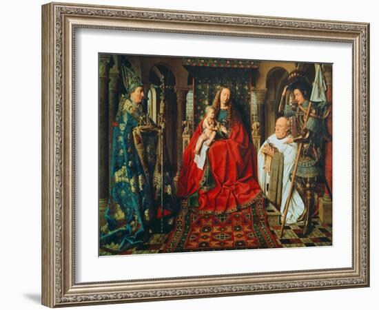 Madonna and Child with Canon Joris Van Der Paele, 1436-Jan van Eyck-Framed Giclee Print