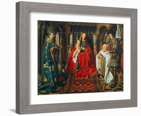 Madonna and Child with Canon Joris Van Der Paele, 1436-Jan van Eyck-Framed Giclee Print