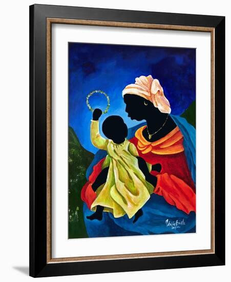 Madonna and child with crown of flowers-Patricia Brintle-Framed Giclee Print