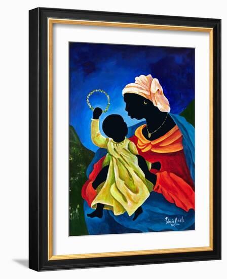 Madonna and child with crown of flowers-Patricia Brintle-Framed Giclee Print