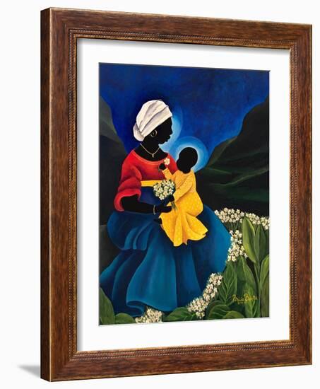 Madonna and Child with Daisies, 2019, (Acrylic on Canvas)-Patricia Brintle-Framed Giclee Print