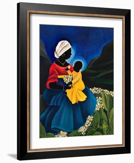 Madonna and Child with Daisies, 2019, (Acrylic on Canvas)-Patricia Brintle-Framed Giclee Print