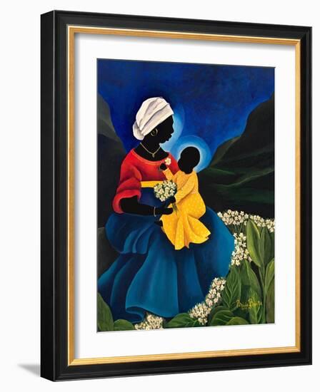 Madonna and Child with Daisies, 2019, (Acrylic on Canvas)-Patricia Brintle-Framed Giclee Print