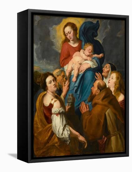 Madonna and Child with Five Saints, circa 1627-1630 (Oil on Cradled Oak Panel)-Anthony Van Dyck-Framed Premier Image Canvas