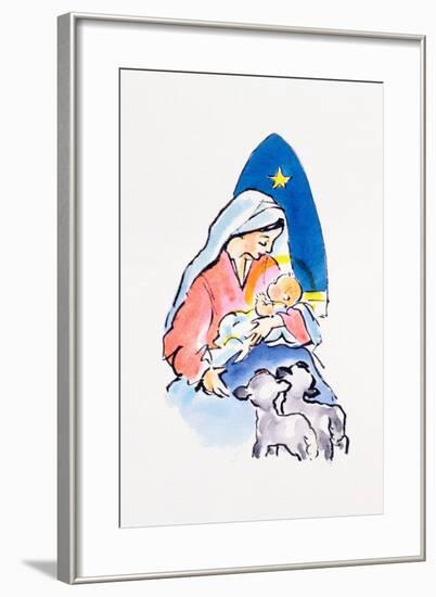 Madonna and Child with Lambs, 1996-Diane Matthes-Framed Giclee Print