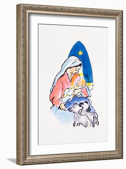 Madonna and Child with Lambs, 1996-Diane Matthes-Framed Giclee Print