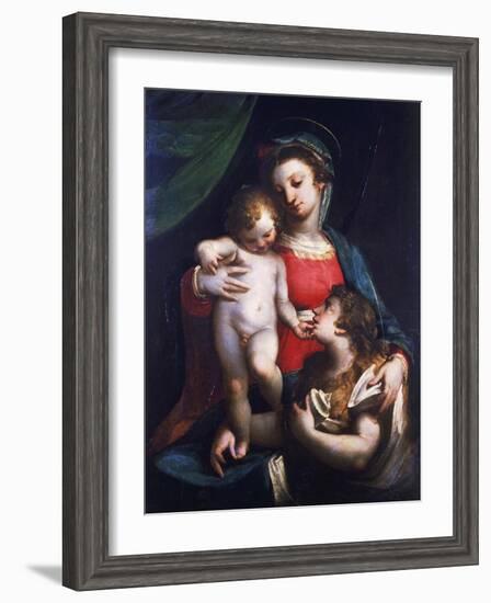 Madonna and Child with Mary Magdalene-Luca Cambiaso-Framed Giclee Print