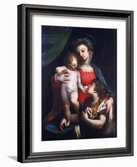 Madonna and Child with Mary Magdalene-Luca Cambiaso-Framed Giclee Print