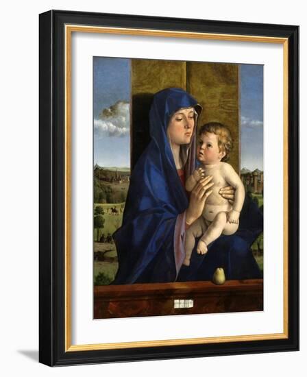 Madonna and Child with Pear, 1480-90-Giovanni Bellini-Framed Giclee Print