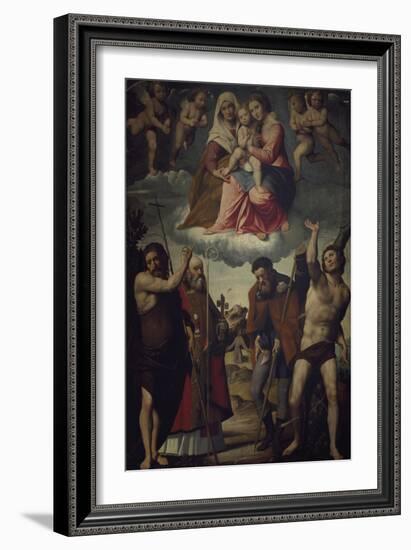 Madonna and Child with Saint Anne and Saints, 1528-Giovanni Francesco Nagli-Framed Giclee Print