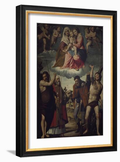 Madonna and Child with Saint Anne and Saints, 1528-Giovanni Francesco Nagli-Framed Giclee Print