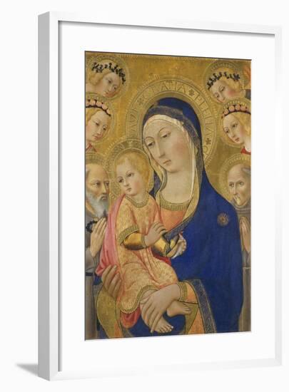 Madonna and Child with Saint Jerome, Saint Bernardino, and Angels, C.1460-70-Ansano di Pietro di Mencio Pietro-Framed Giclee Print