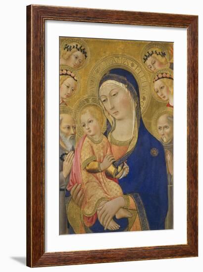 Madonna and Child with Saint Jerome, Saint Bernardino, and Angels, C.1460-70-Ansano di Pietro di Mencio Pietro-Framed Giclee Print