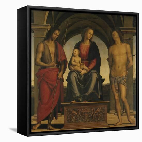 Madonna and Child with Saint John the Baptist and Saint Sebastian-Perugino-Framed Premier Image Canvas