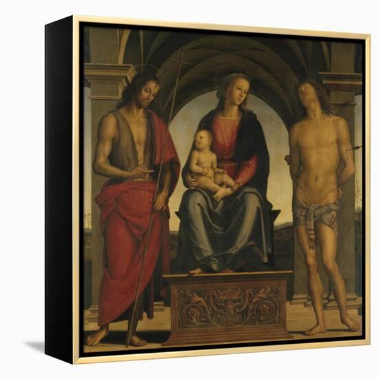 Madonna and Child with Saint John the Baptist and Saint Sebastian-Perugino-Framed Premier Image Canvas