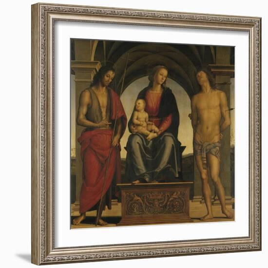 Madonna and Child with Saint John the Baptist and Saint Sebastian-Perugino-Framed Giclee Print