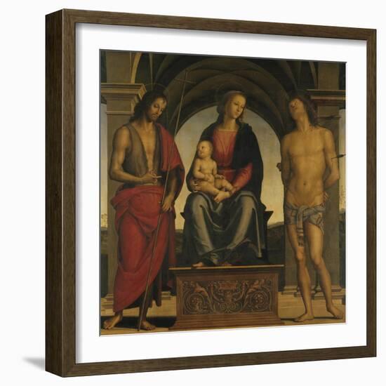 Madonna and Child with Saint John the Baptist and Saint Sebastian-Perugino-Framed Giclee Print