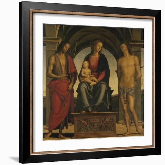 Madonna and Child with Saint John the Baptist and Saint Sebastian-Perugino-Framed Giclee Print