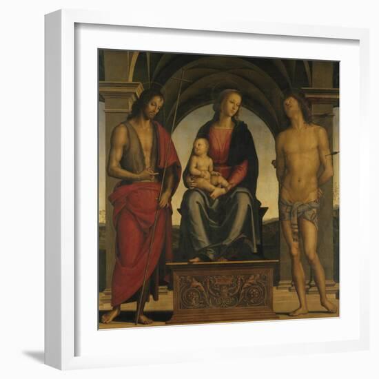 Madonna and Child with Saint John the Baptist and Saint Sebastian-Perugino-Framed Giclee Print