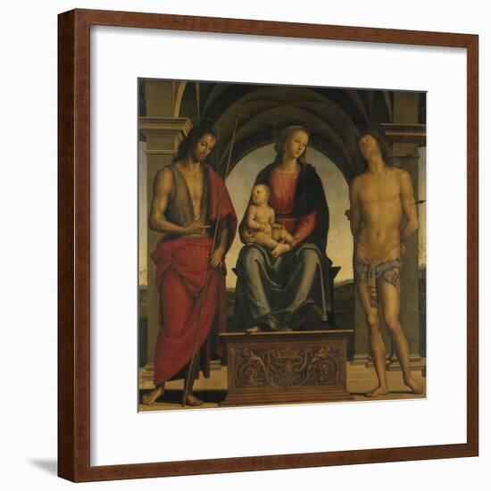 Madonna and Child with Saint John the Baptist and Saint Sebastian-Perugino-Framed Giclee Print