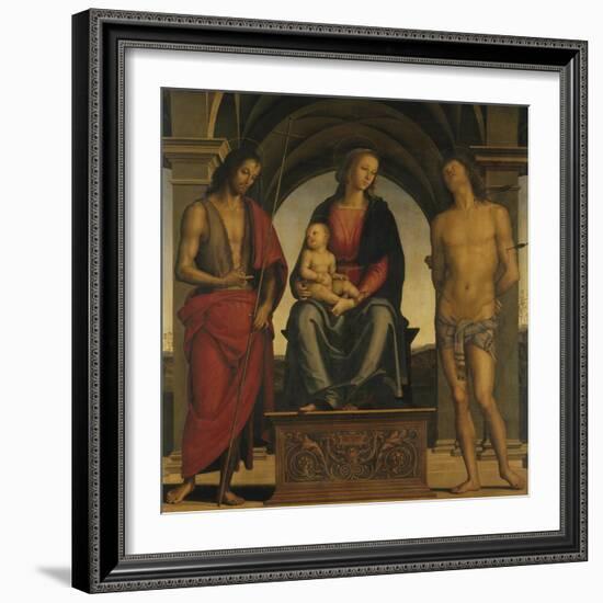 Madonna and Child with Saint John the Baptist and Saint Sebastian-Perugino-Framed Giclee Print