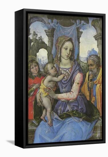 Madonna and Child with Saint Joseph and an Angel, c.1490-Capponi-Framed Premier Image Canvas