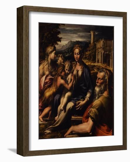 Madonna and Child with Saint (Madonna Di San Zaccari), C.1535-Parmigianino-Framed Giclee Print