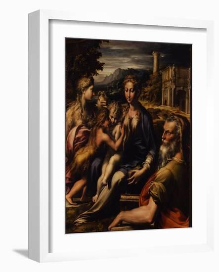 Madonna and Child with Saint (Madonna Di San Zaccari), C.1535-Parmigianino-Framed Giclee Print