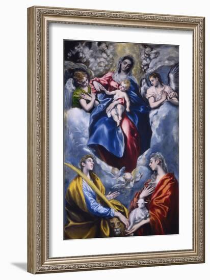 Madonna and Child with Saint Martina and Saint Agnes, 1597-1599-El Greco-Framed Giclee Print