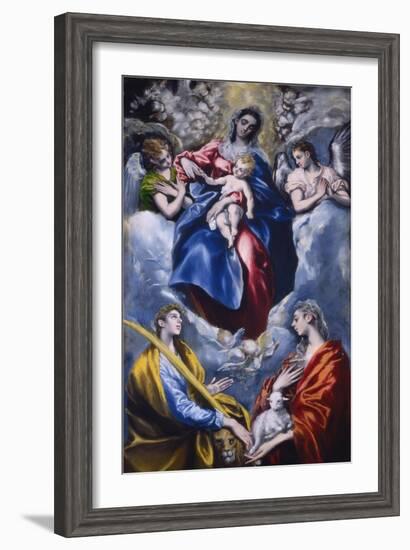 Madonna and Child with Saint Martina and Saint Agnes, 1597-1599-El Greco-Framed Giclee Print