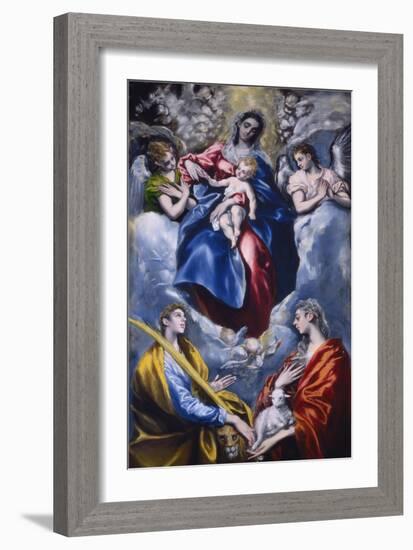 Madonna and Child with Saint Martina and Saint Agnes, 1597-1599-El Greco-Framed Giclee Print