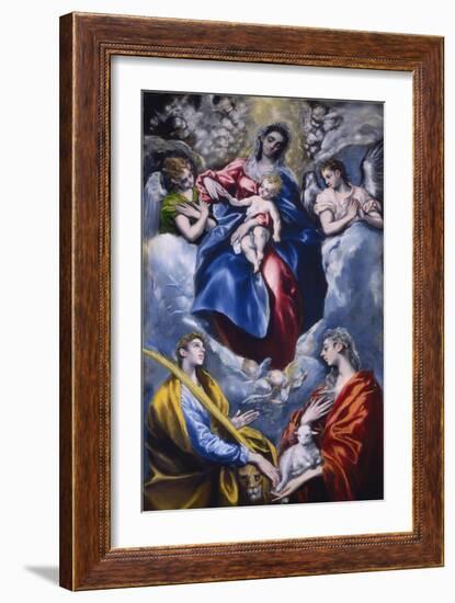 Madonna and Child with Saint Martina and Saint Agnes, 1597-1599-El Greco-Framed Giclee Print