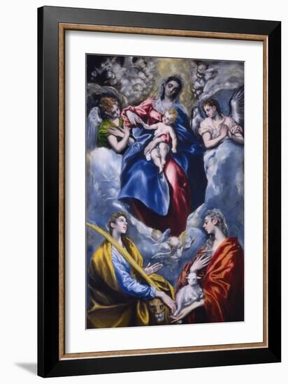 Madonna and Child with Saint Martina and Saint Agnes, 1597-1599-El Greco-Framed Giclee Print