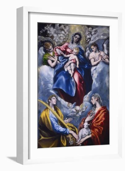 Madonna and Child with Saint Martina and Saint Agnes, 1597-1599-El Greco-Framed Giclee Print