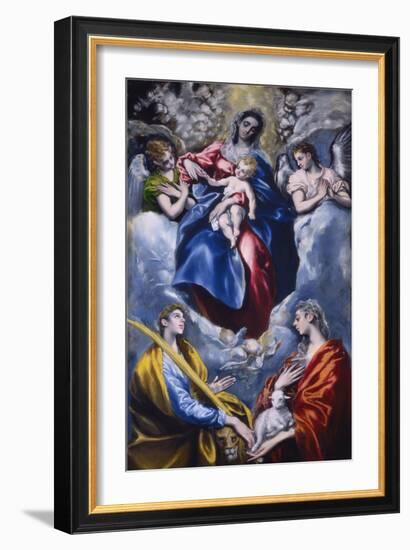 Madonna and Child with Saint Martina and Saint Agnes, 1597-1599-El Greco-Framed Giclee Print