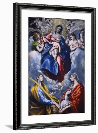 Madonna and Child with Saint Martina and Saint Agnes, 1597-1599-El Greco-Framed Giclee Print