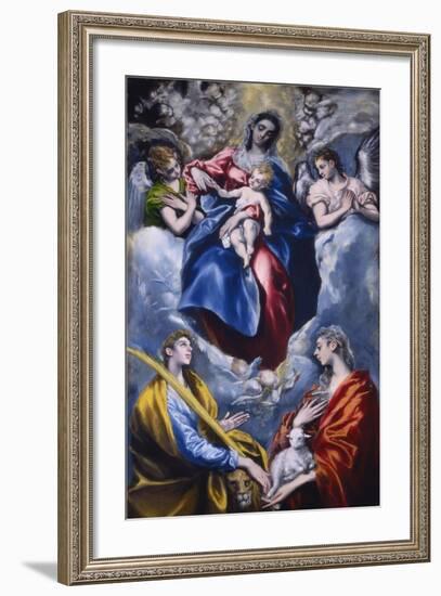 Madonna and Child with Saint Martina and Saint Agnes, 1597-1599-El Greco-Framed Giclee Print
