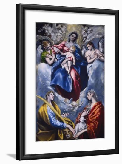 Madonna and Child with Saint Martina and Saint Agnes, 1597-1599-El Greco-Framed Giclee Print